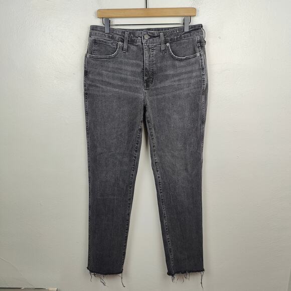 Madewell Curvy Stovepipe Jeans Womens 30 Gray Armand Wash Stretch Raw Hem S - Picture 1 of 9
